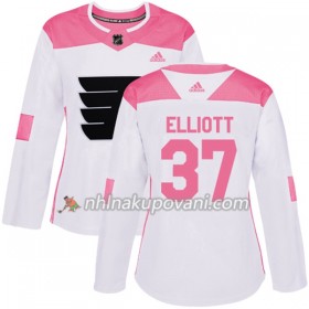 Philadelphia Flyers Dresy Brian Elliott 37 Bílá 2017-2018 Adidas Růžová Fashion Authentic - Dámské